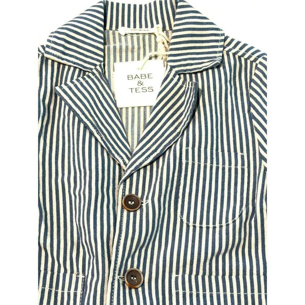 Babe & Tess Boys Striped Cotton Jacket Size 3 Made In Italy New